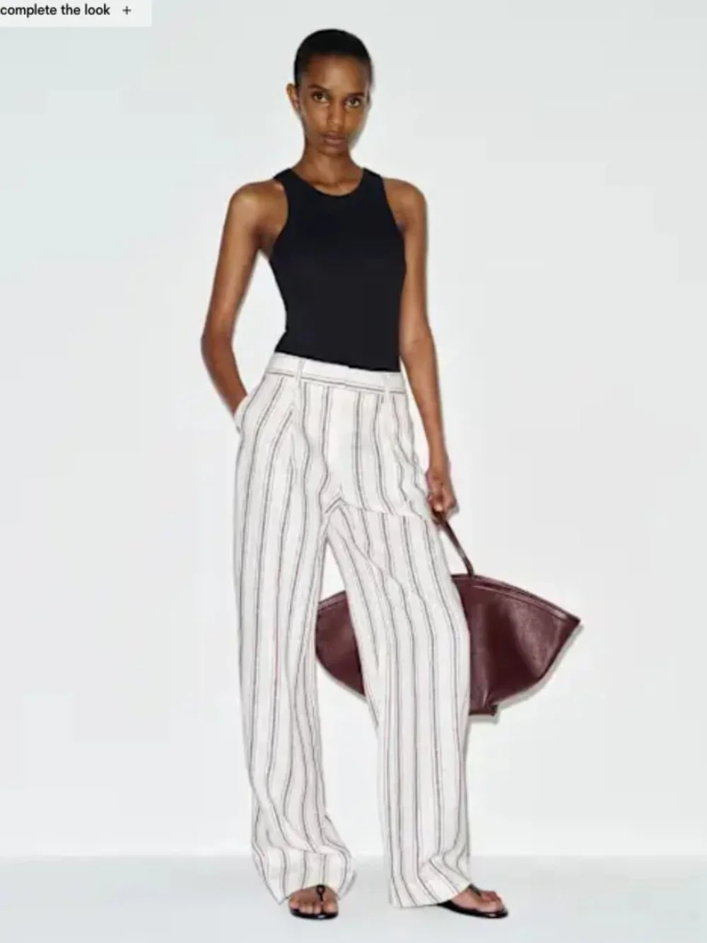 Reformation Alex Linen Mid Rise Stripe Pant